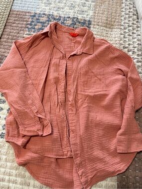 Joe Fresh 100% Cotton Dusty Rose Button-Down Cotton Gauze Shirt